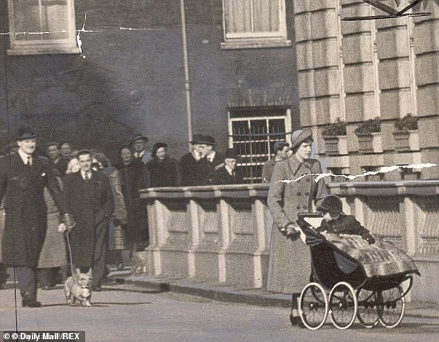 1952: Der junge Charles schaut sich um, um einen der Corgis seiner Mutter zu rufen, und wird in seinem Luxus-Buggy zum Clarence House gebracht