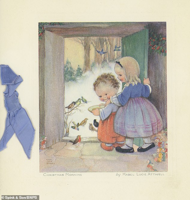 Eine Karte von Prinzessin Margaret zeigte eine bezaubernde Szene mit zwei kleinen Kindern, die die Vögel füttern