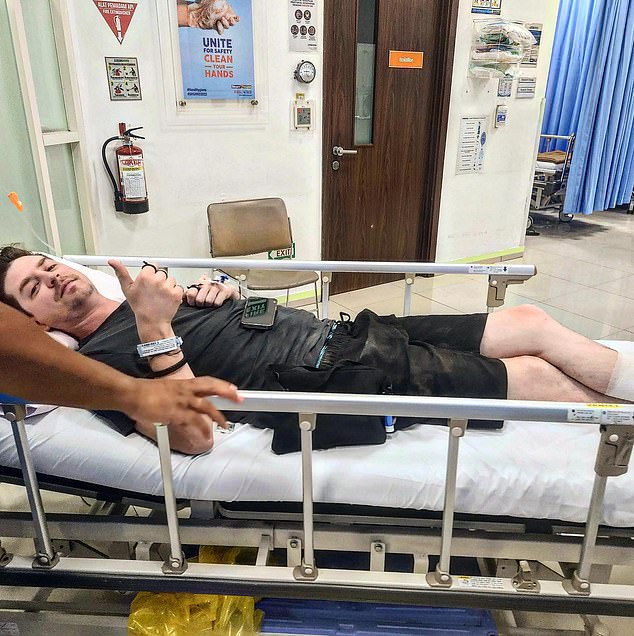 Hamish Crocker ended up in a Bali hospital after a holiday mishap