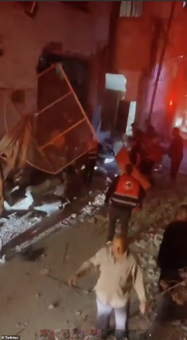 Footage on social media, appearing to show the scene of the air strike, showed a gaping hole in one of the mosque's exterior walls, surrounded by debris, with civilians and members of the emergency services at the scene