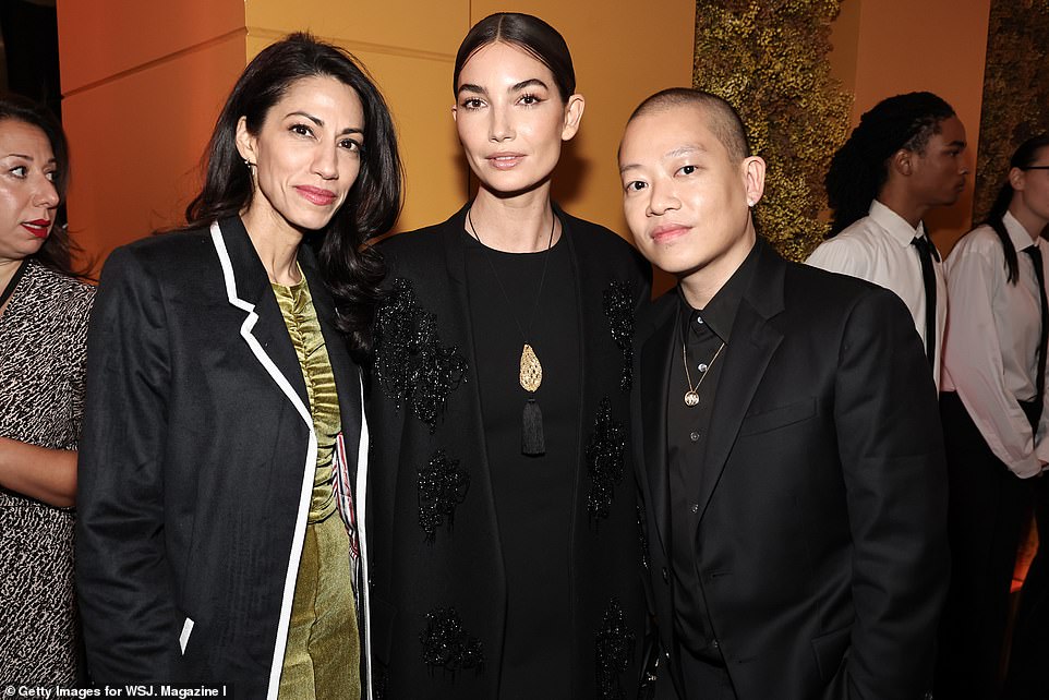 Power trio: Lily was seen posing with Huma Abedin and Jason
