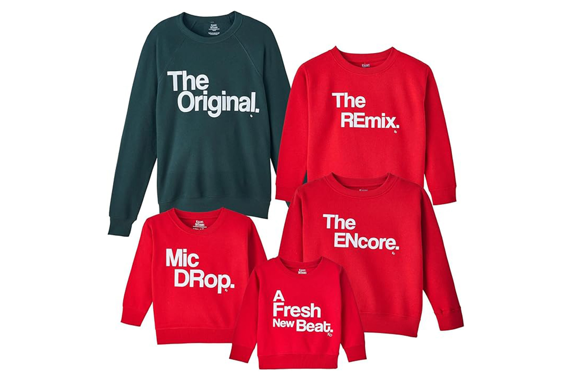 Feiertags-Sweatshirts mit der Aufschrift „ "Das Original" Und "Der Remix"