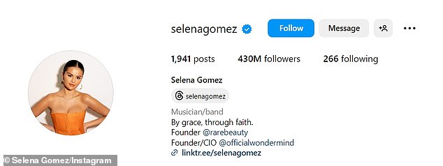 Historisch: Selena hat sich „nie wirklich darum gekümmert“, atemberaubende 430 Millionen Instagram-Follower zu haben, zusammen mit weiteren 220,4 Millionen Followern auf anderen Social-Media-Plattformen