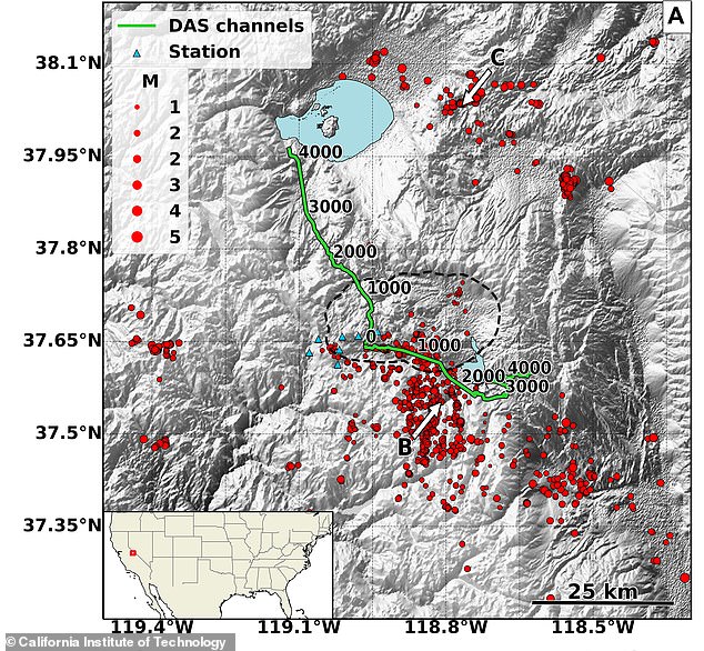 Wissenschaftler des California Institute of Technology (Caltech) haben in den letzten 1,5 Jahren über 2.000 Erdbeben in der Long Valley Caldera festgestellt