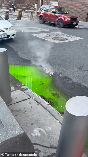 Theorien darüber, was der grüne Schlamm in Manhattan ist, tauchten auf. Einige behaupten, es handele sich um eine giftige Substanz, andere sind davon überzeugt, dass die Farbe von einem Kühlmittel stamme
