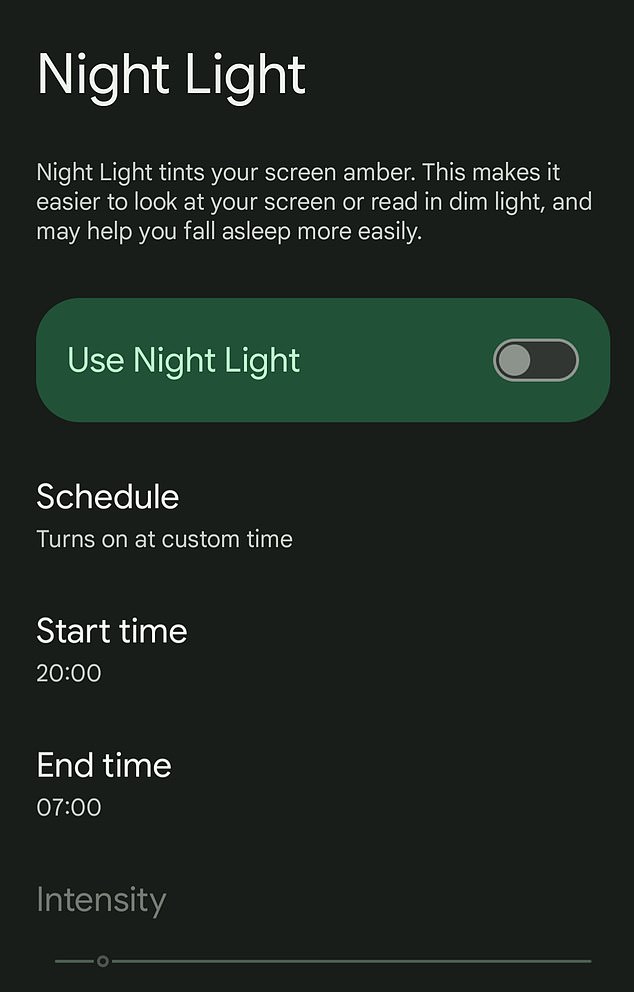 Der Nachtlichtmodus von Android schaltet blaues Licht aus (Google)