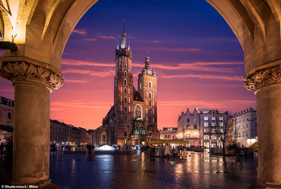 This shot shows the historic Old Town in the Polish city of Krakow, with St Mary's Basilica in the centre of the frame. Time Out notes that the city is a 'lively and fashionable destination for those craving something a bit different', with 'amazing' architecture, 'quaint' hotels and a modern art scene that's 'second to none'