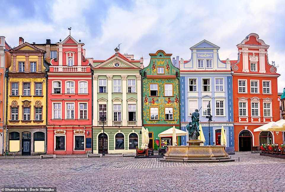 This candy-coloured row of buildings can be found in the Polish city of Poznan. Eye-catching architecture isn't all the city has to offer - Lonely Planet notes that it offers 'plentiful museums' and 'diverse options for dining and nightlife'. It adds: 'The city centre is buzzing at any time of the day, and positively jumping by night, full of people heading to its many restaurants, pubs and clubs'