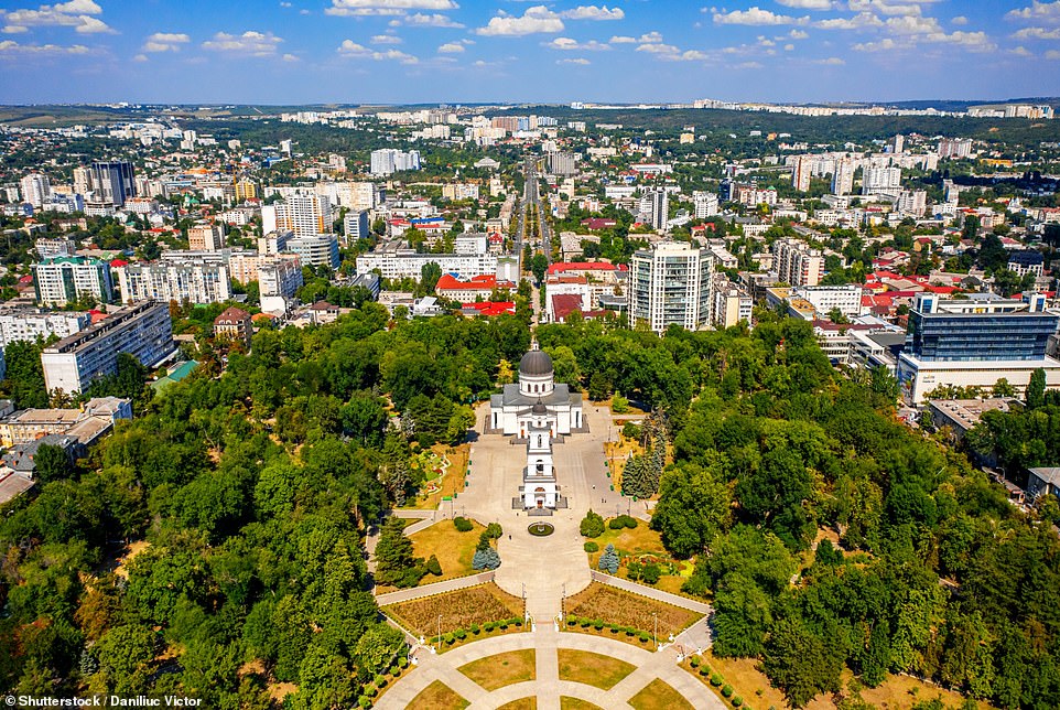 Above is a bird's eye view of Chisinau, the capital of Moldova. In the centre of the frame lies the city's Nativity Cathedral, which dates back to the 1830s. It was bombed during World War II and its bell tower was destroyed in the 1960s, only for the cathedral to be rebuilt in 1997, just six years after Moldova gained independence, religious heritage site Religiana reveals