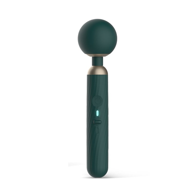Magic Motion Zenith: Ein blaugrünes Sexspielzeug mit Stabvibrator auf weißem Hintergrund
