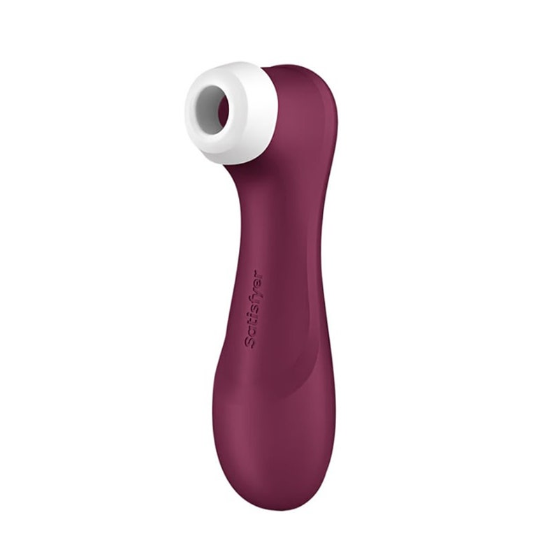Satisfyer Pro 2 Generation 3: Ein lila-weißes Klitorisstimulator-Sexspielzeug auf weißem Hintergrund