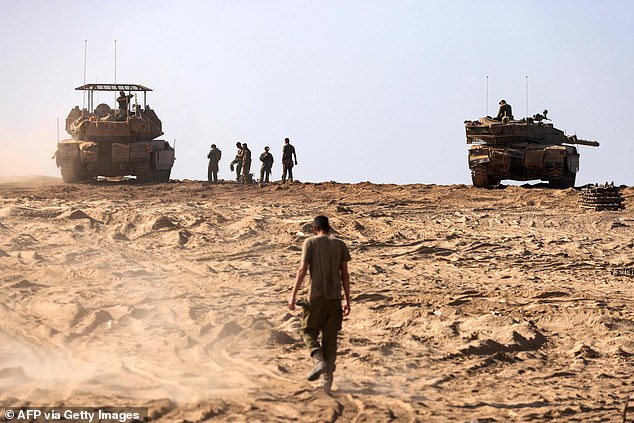 Israeli forces are deployed on the border with Gaza in southern Israel on November 5, 2023