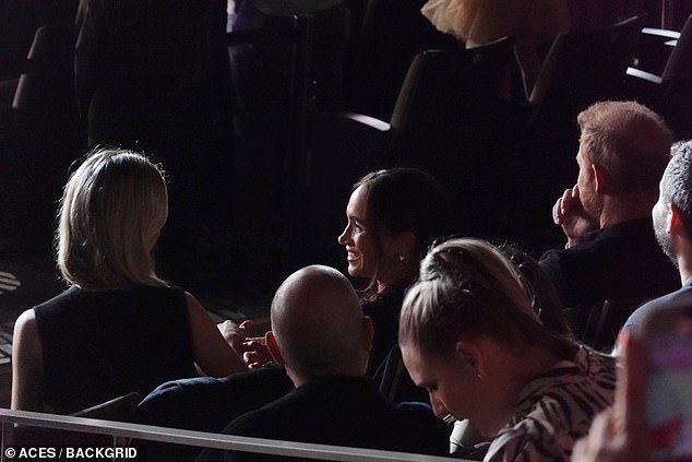 The Duchess appeared in high spirits as she was seated for the Katy Perry concert in Las Vegas next to pal Misha