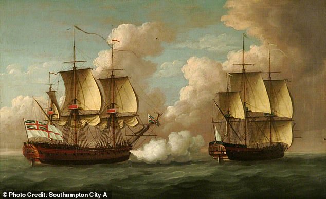 Der Siebenjährige Krieg war ein weitreichender Konflikt zwischen europäischen Mächten, der von 1756 bis 1763 dauerte. Auf der einen Seite kämpften Frankreich, Österreich, Sachsen, Schweden und Russland gegen Preußen, Hannover und Großbritannien auf der anderen Seite .  Im Bild kapert die HMS „Brune“ 1762 während des Siebenjährigen Krieges das französische Schiff „L'oiseau“.