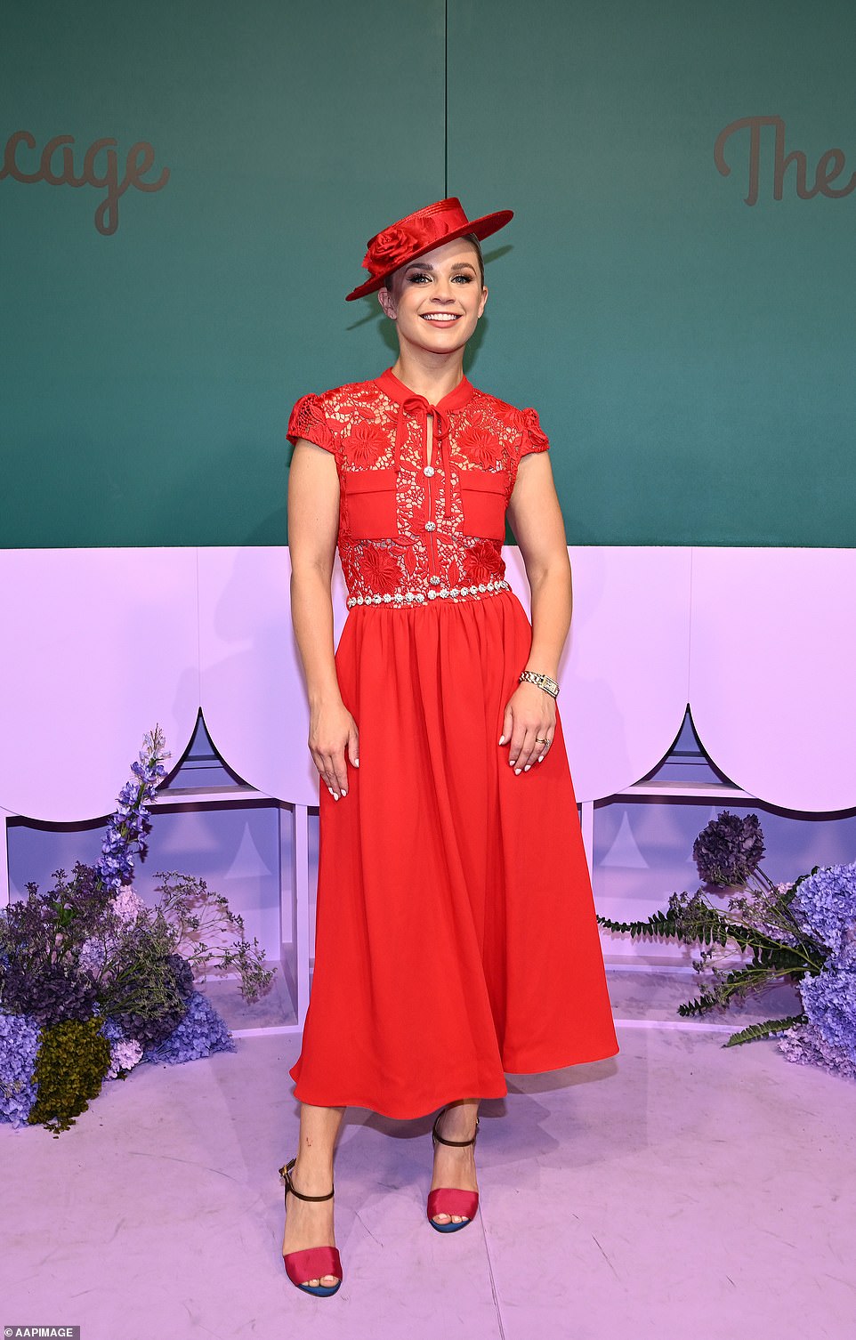 TV presenter Emma Freedman meanwhile turned heads in an all-red ensemble