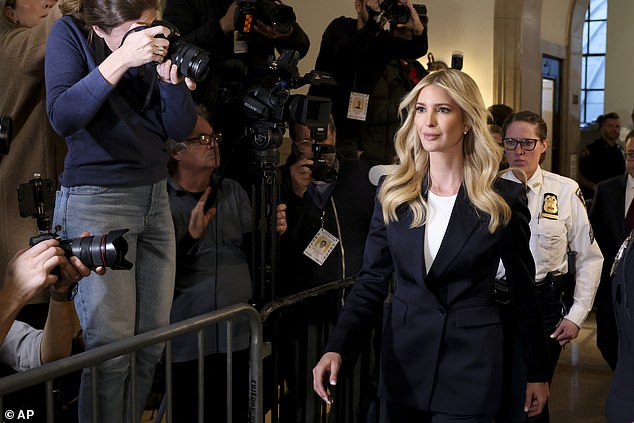 'The people call Ivanka Trump', the clerk called as she walked in front of the defense table in the packed courtroom