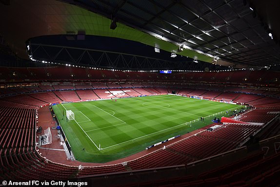 LONDON, ENGLAND - NOVEMBER 08: General view inside the stadium prior to the UEFA Champions League match between Arsenal FC and Sevilla FC at Emirates Stadium on November 08, 2023 in London, England. (Photo by Stuart MacFarlane/Arsenal FC via Getty Images)