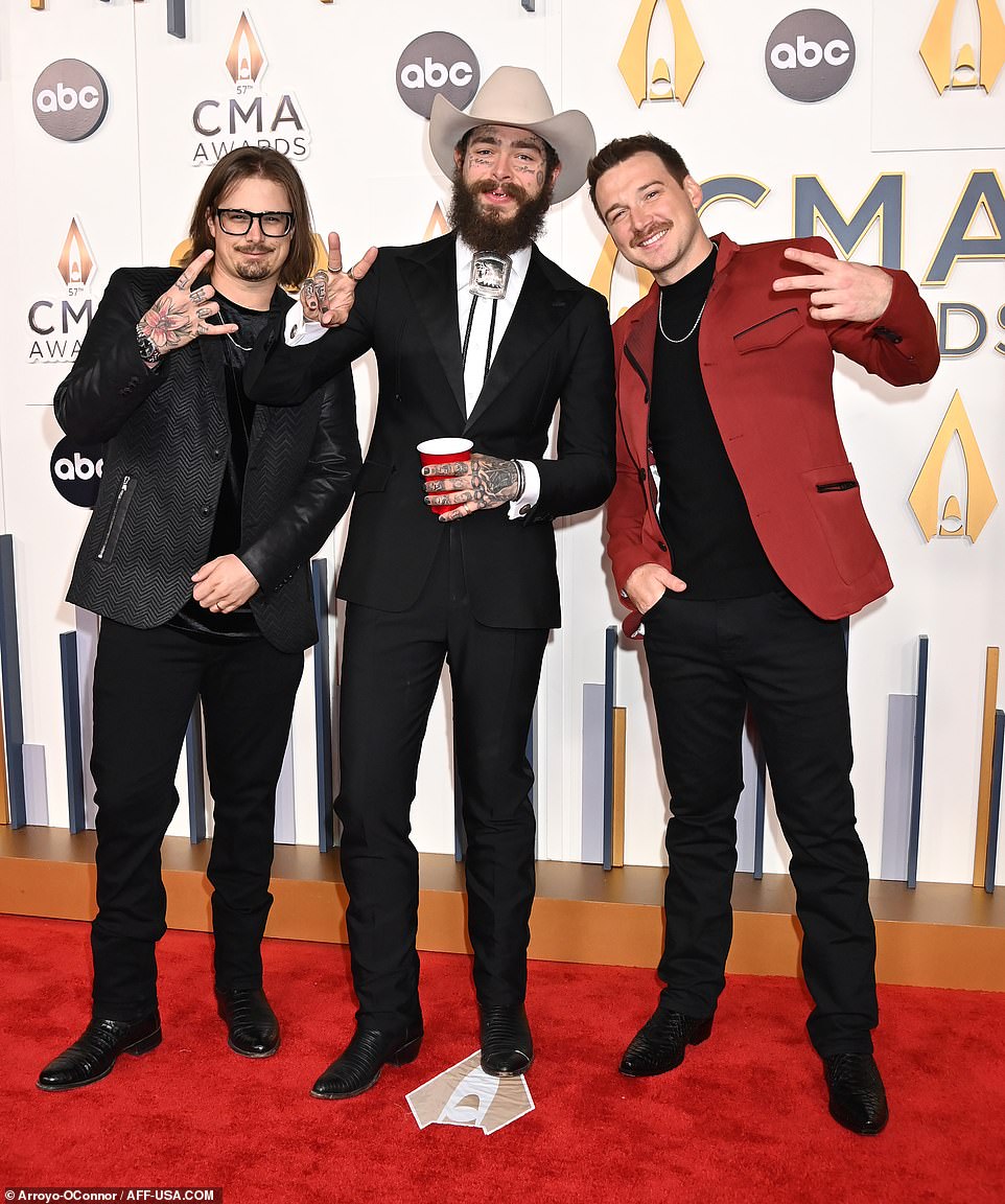 Hardy, Post Malone and Morgan Wallen posed for a group shot