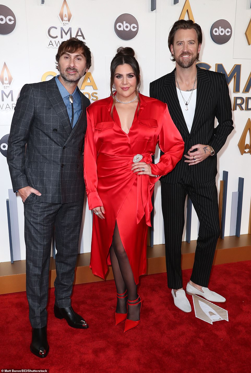 The musical group, Lady A, composed of Hillary Scott, Charles Kelley, and Dave Haywood posed for photos together