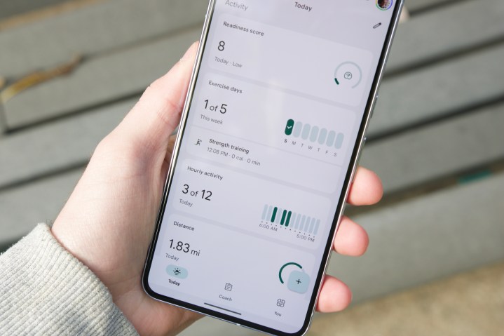 Die Fitbit-App läuft auf einem Android-Telefon.