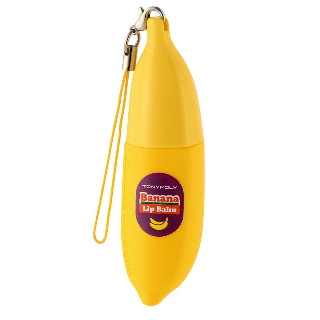 Tony Moly Magic Food Lippenbalsam in gelber Bananenform auf weißem Hintergrund
