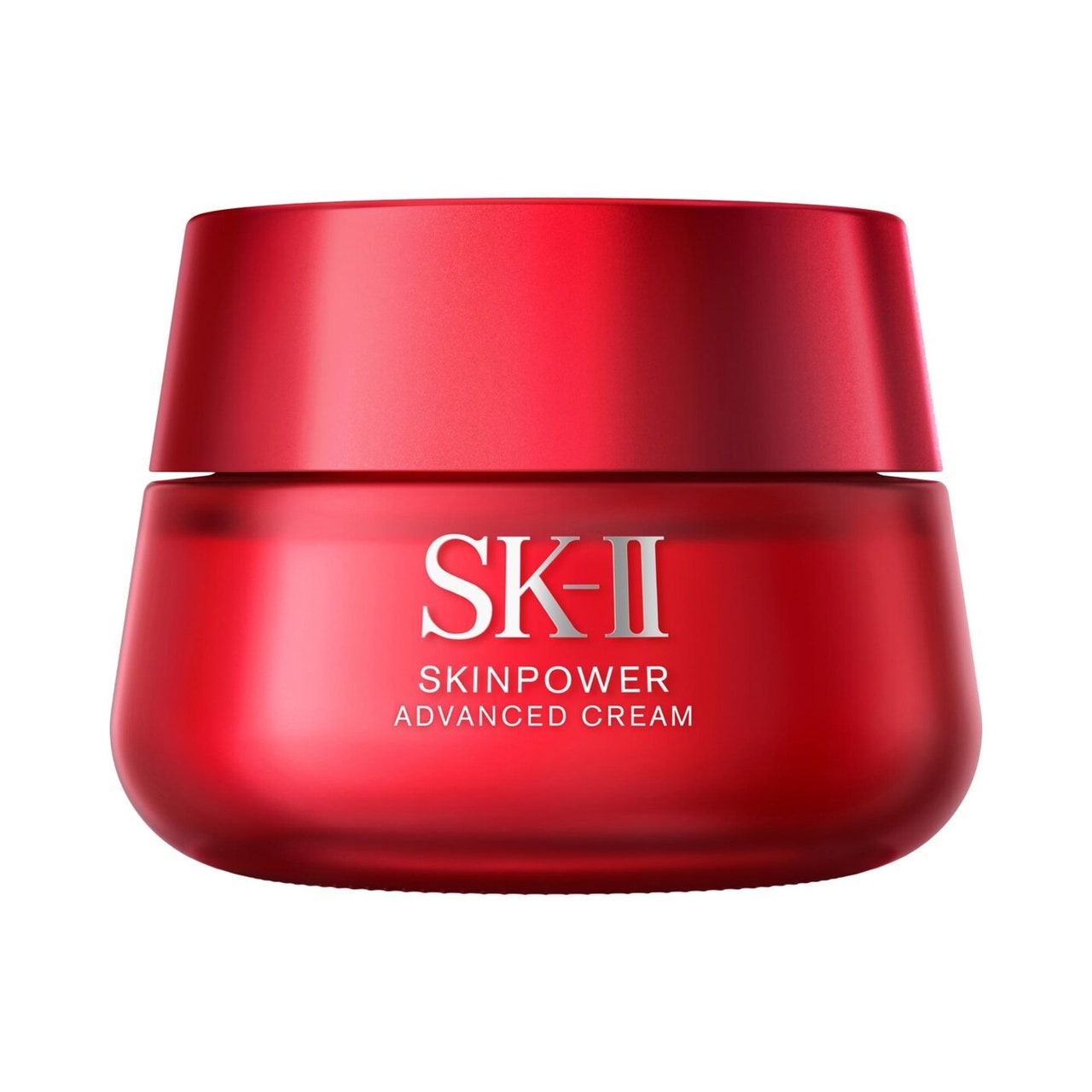 SK-II Skinpower Advanced Cream rotes Glas auf weißem Hintergrund