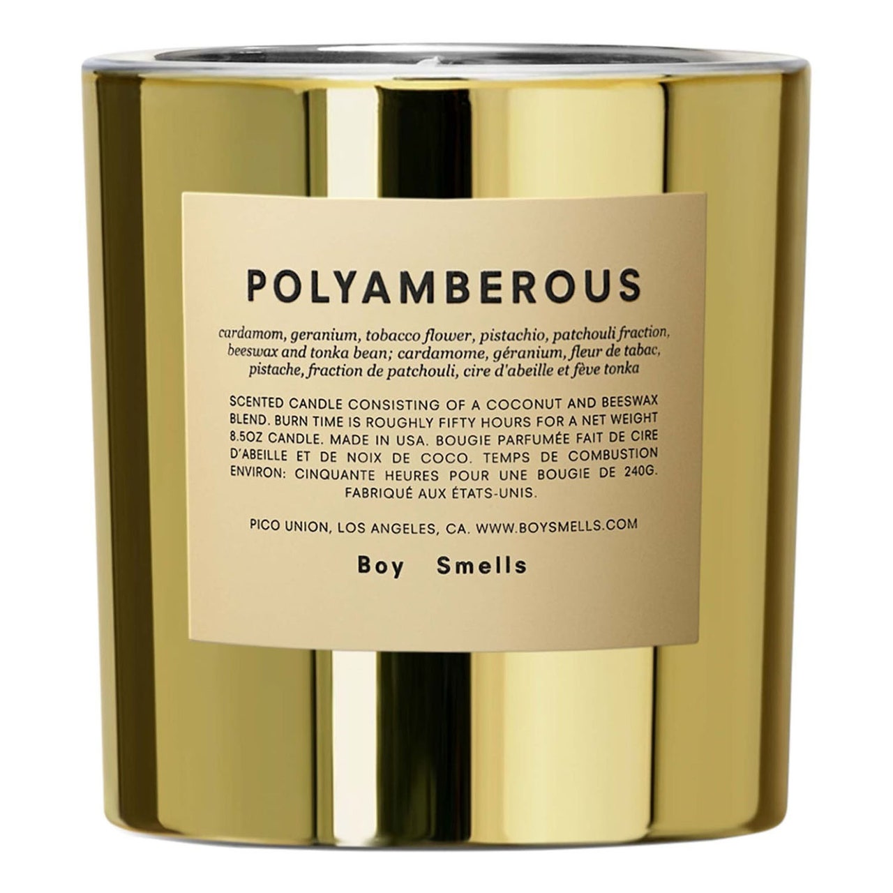 Boy Smells Polyamberous Kerze in Gold auf weißem Hintergrund