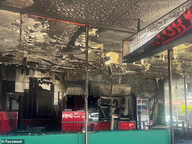 The inside of the burger restaurant after the fire (pictured)