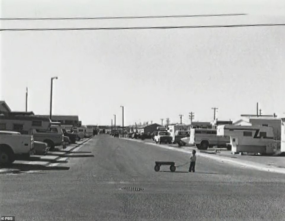 Archived footage shows Jeffrey City when it was a thriving community, with trailers lining one of the roads