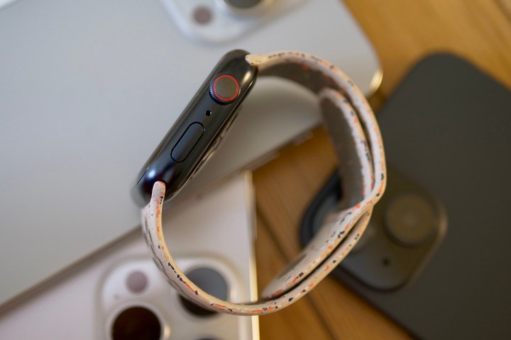 The side of the Apple Watch Series 9.