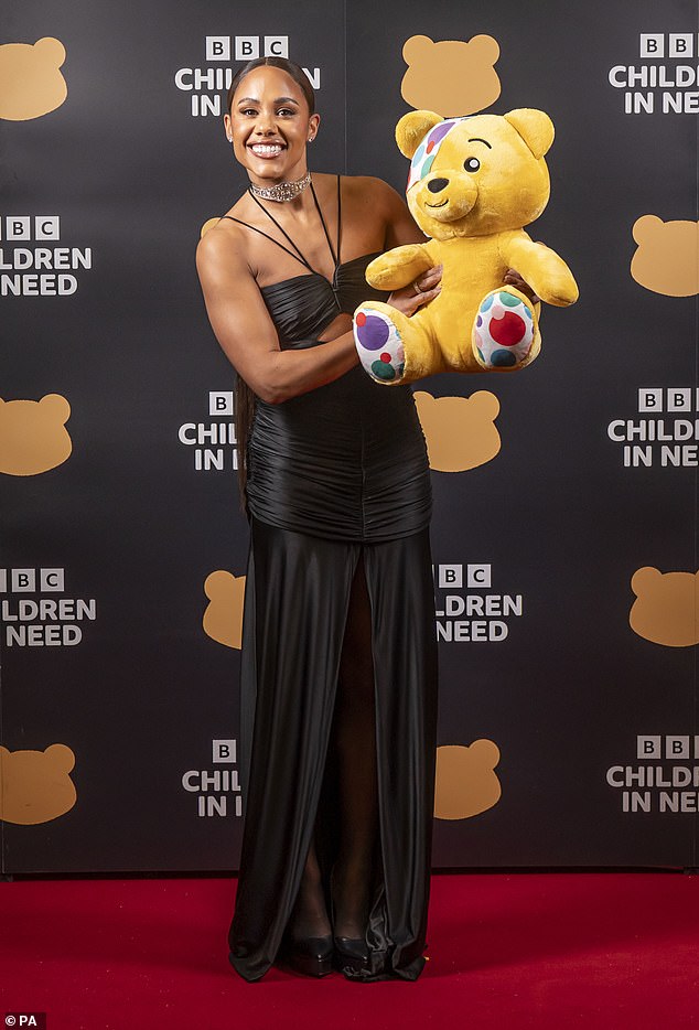 Fundraiser: Children In Need is expected to raise in excess of £35million this year. Alex is pictured with Children In Need's mascot Pudsey Bear
