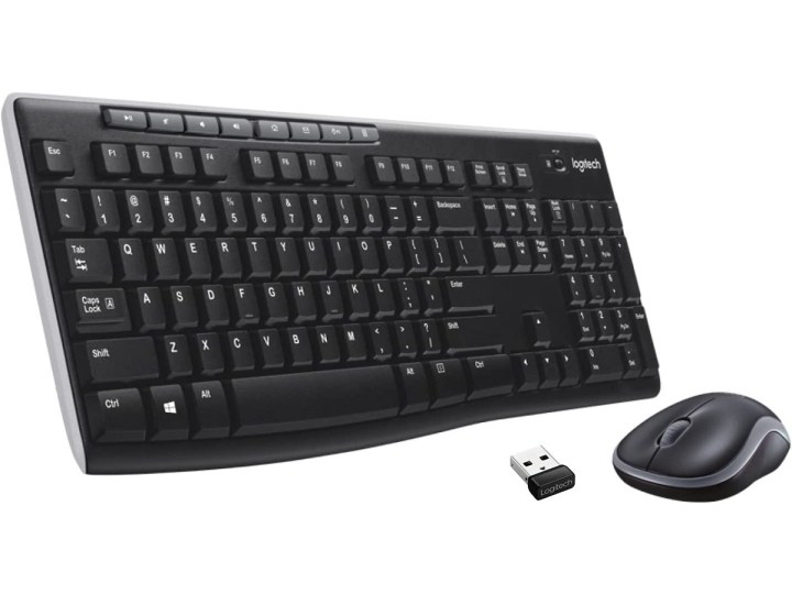 Die Kombination aus kabelloser Tastatur und Maus Logitech MK270 auf weißem Hintergrund.