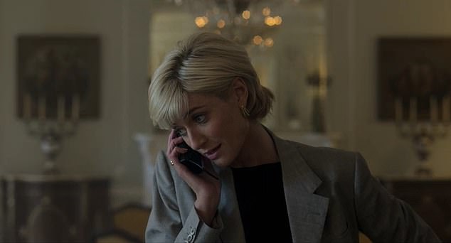 But a newly released clip from the final season shows them missing a phone call at Balmoral from Diana, played by Elizabeth Debicki (pictured), on the day before she died