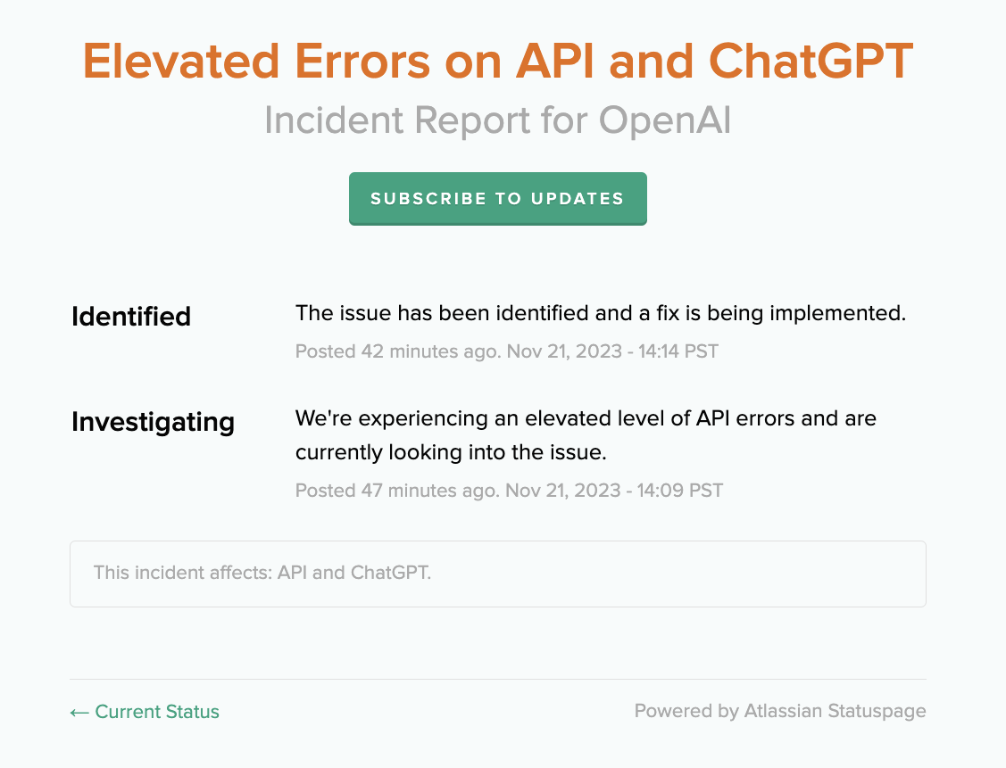 ChatGPT Alpha erscheint neben Fehlermeldungen mit hoher Nachfrage