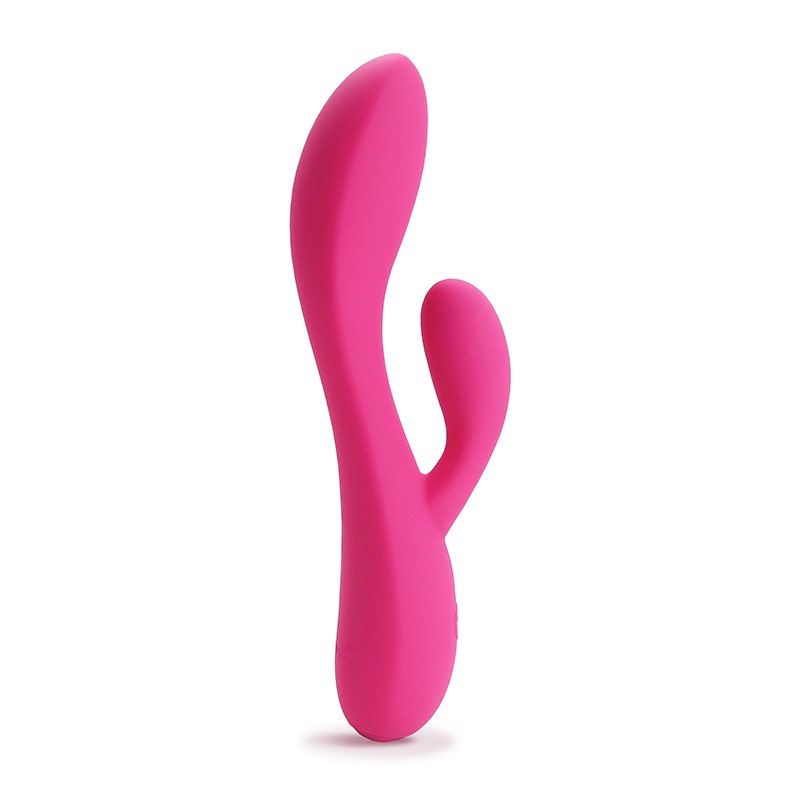 PlusOne Dual-Vibrationsmassagegerät: Ein rosa Kaninchenvibrator-Sexspielzeug auf weißem Hintergrund