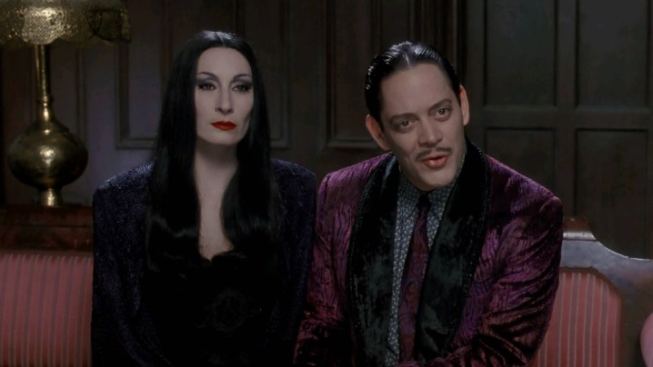 Anjelica Huston and Raul Julia in The Addams Family.
