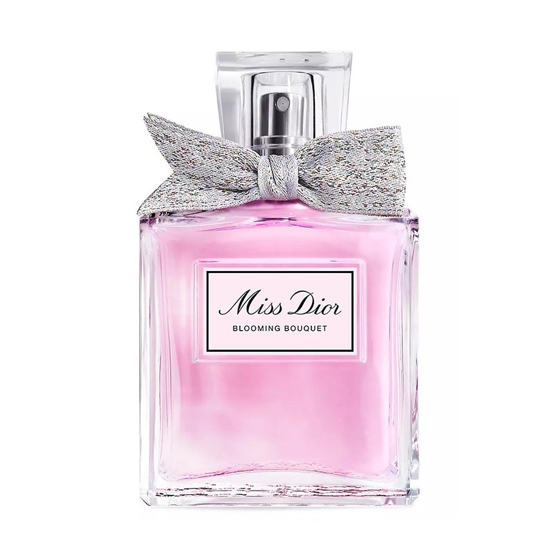 Eine Parfümflasche des Dior Miss Dior Blooming Bouquet Eau de Toilette auf weißem Hintergrund
