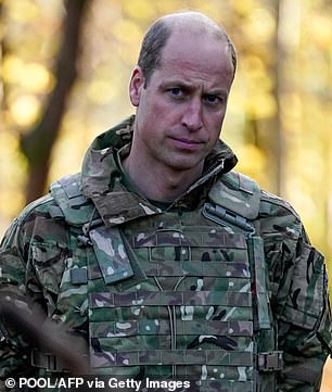 The soldiers also discussed their specialist roles and Prince William (pictured) asked detailed questions about the new technology fitted to the enormous armoured vehicles, remarking: ‘I always wanted to go in one so I’m glad I had the chance.’