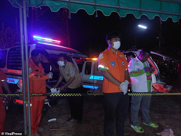 Die Szene nach der Schießerei im Bezirk Wang Nam Khieo
