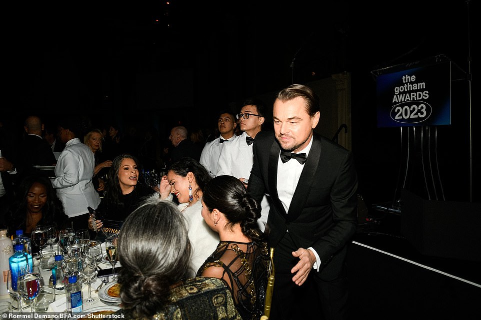DiCaprio looked handsome as he took a lap around the room to chat with his peers
