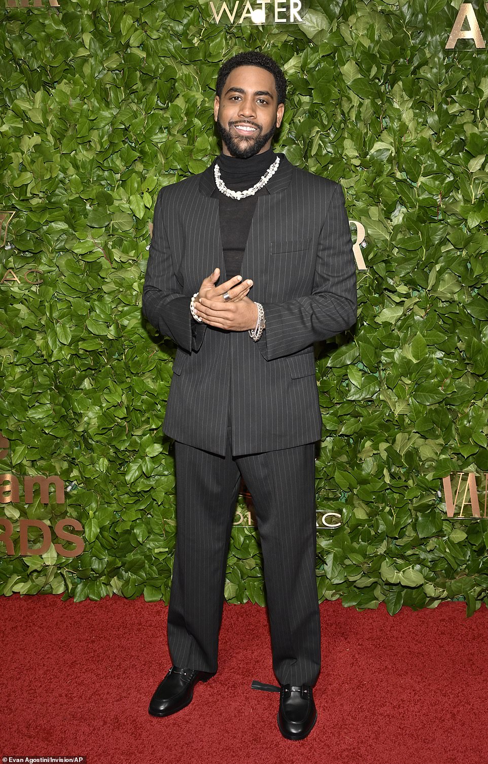 Jharrel Jerome, who was nominated for Outstanding Lead Performance in a New Series, wore a charcoal pinstriped suit