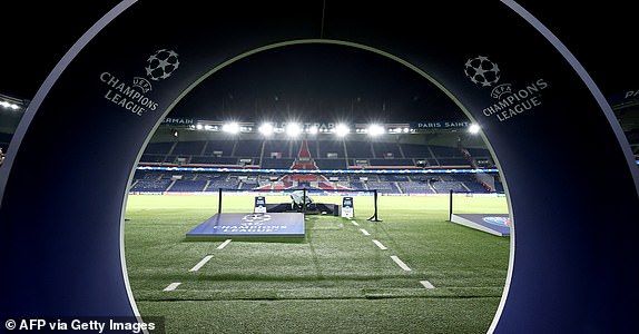 The Parc des Princes stadium is pictured through the players exit tunnel before the UEFA Champions League 1st round, day 5, Group F football match between Paris Saint-Germain (PSG) and Newcastle United on November 28, 2023 in Paris. Football: (Photo by FRANCK FIFE / AFP) (Photo by FRANCK FIFE/AFP via Getty Images)