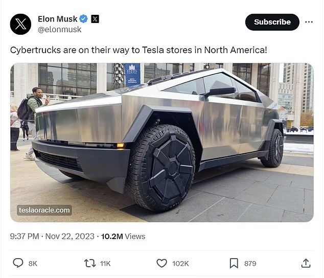 Musk hat versprochen, dass die ersten Fahrzeuge auf dem Weg zu den Tesla-Läden seien