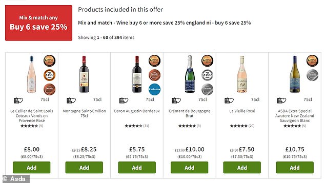 ASDA are currently offering a fantastic deal when you buy six bottles of wine from their extensive, affordable range - 25% off the total bill