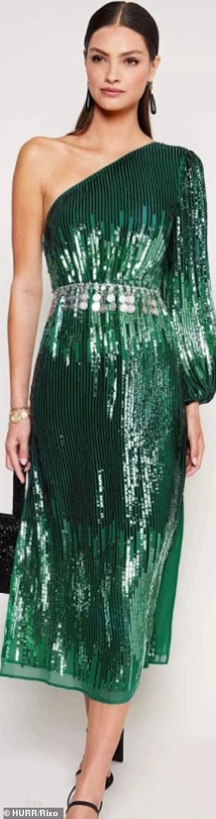 The luxurious Bradshaw Sequin Midi Dress by Rixo, which retails at £385 but available to rent from £60
