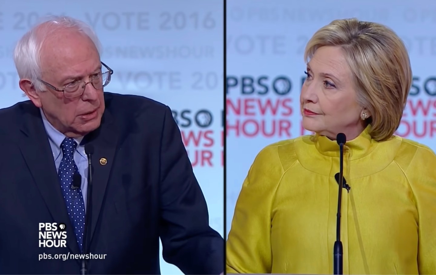 Bernie Sanders und Hillary Clinton debattieren am 11. Februar 2016 über Henry Kissinger.