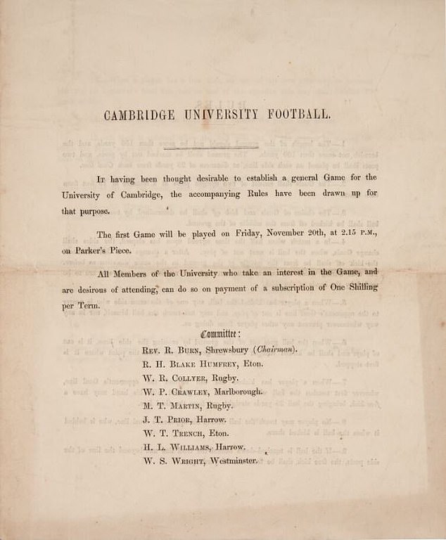 Das älteste Manuskript der Cambridge-Fußballregeln aus dem Jahr 1863 wurde versteigert
