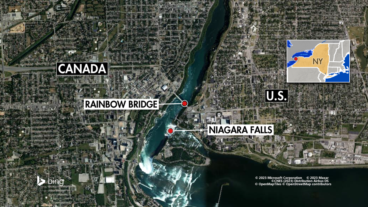 Karte mit Standorten der Rainbow Bridge, Niagarafälle