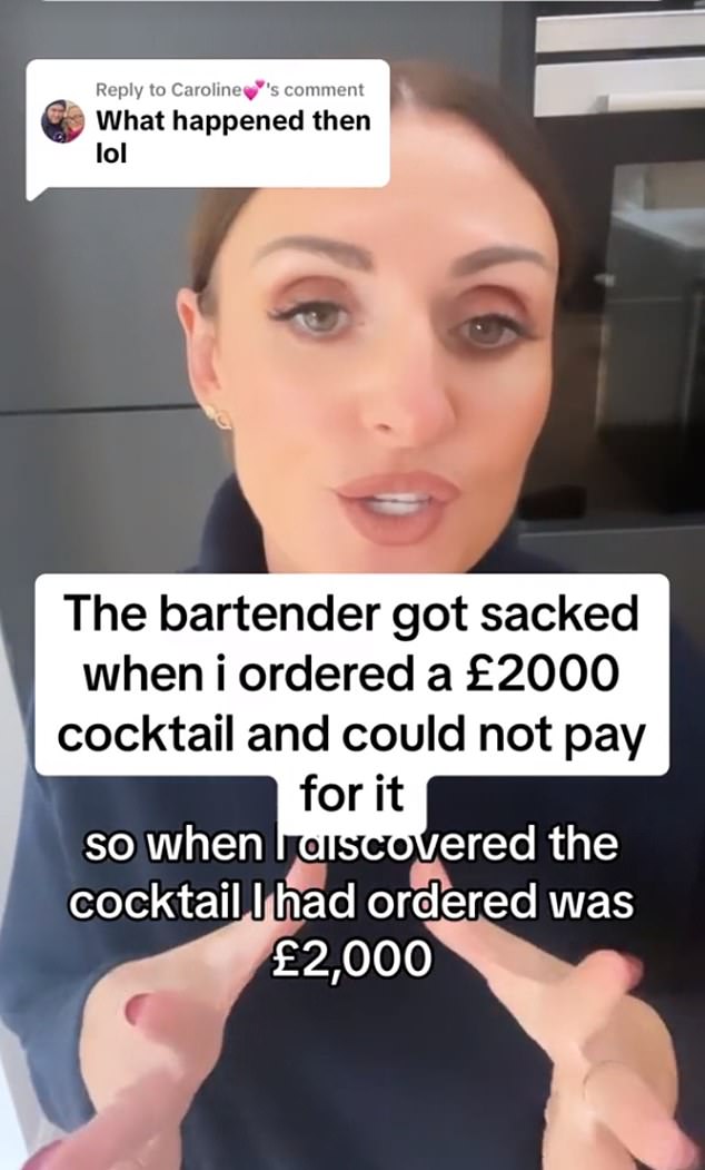 Eine Frau aus Belfast erzählte, wie sie fast dafür gesorgt hätte, dass ein Barkeeper entlassen wurde, nachdem sie versehentlich einen Cocktail bestellt hatte, der 1.890 Pfund gekostet hatte