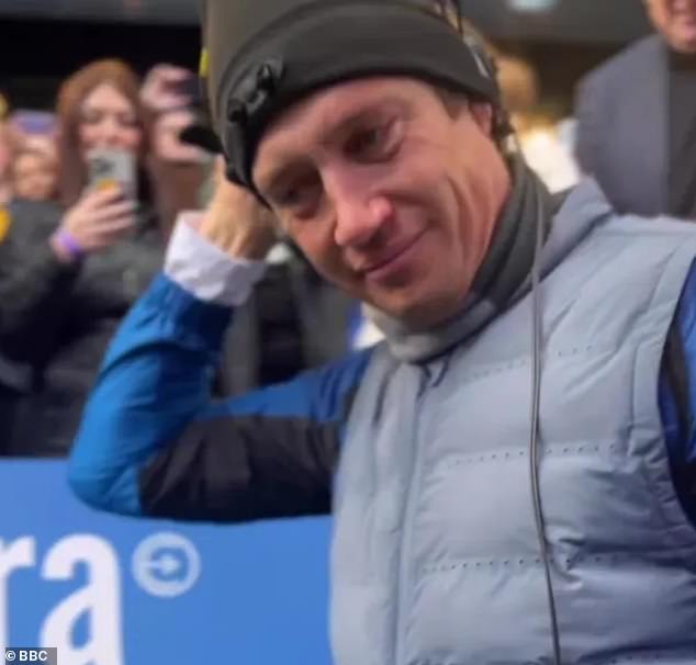 Emotional: Vernon Kay wiped away tears as he completed the final day of his 115 mile Ultramarathon challenge raising a total of £4million for Children In Need on Friday which raised £4million for Children In Need
